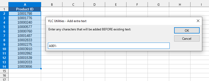 Text > Add extra characters to existing text