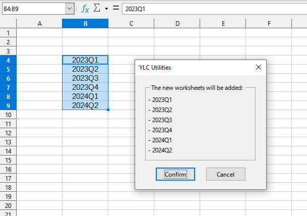 Sheet > Add new sheets from selection
