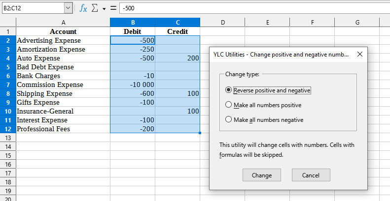 Number > Change negative numbers to positive and vice versa