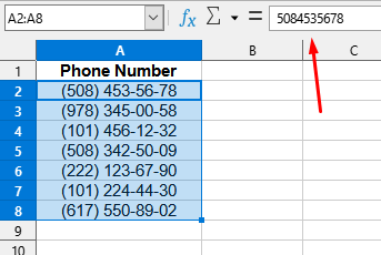 Number > Fill cells with their formatted value