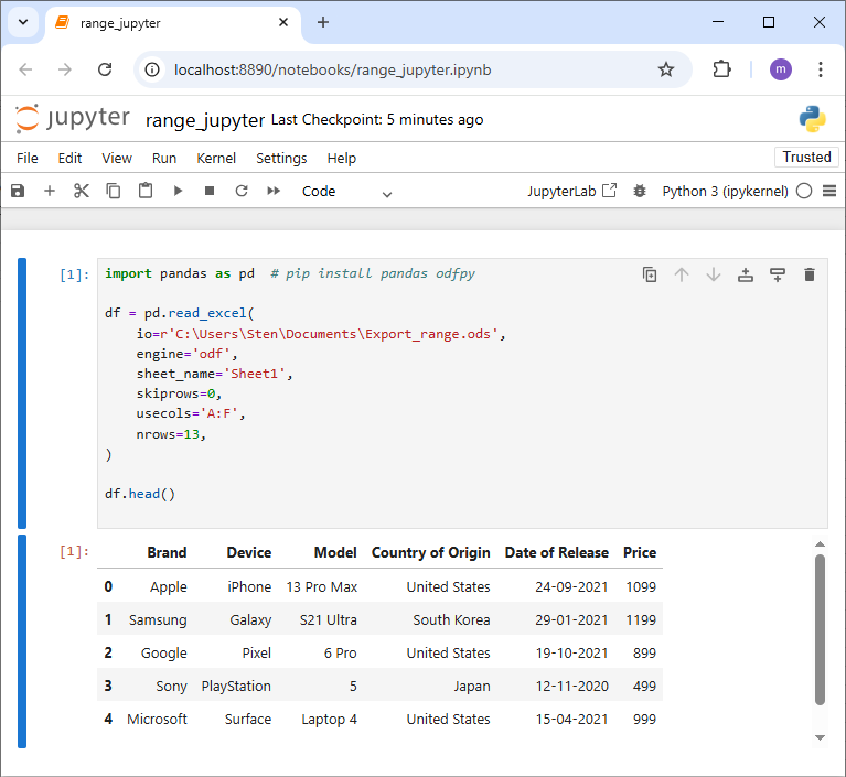 Export > Create Jupyter notebook