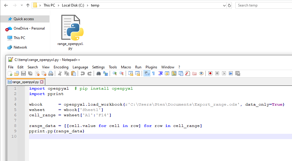 Export > Create Openpyxl template