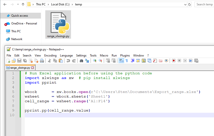 Export > Create Xlwings template