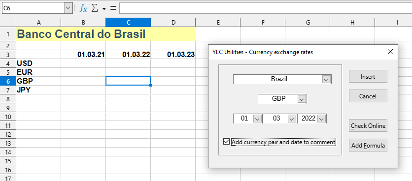 External Data > Currency exchange rates