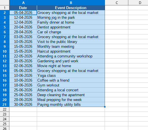 Template > Event calendar (yearly)