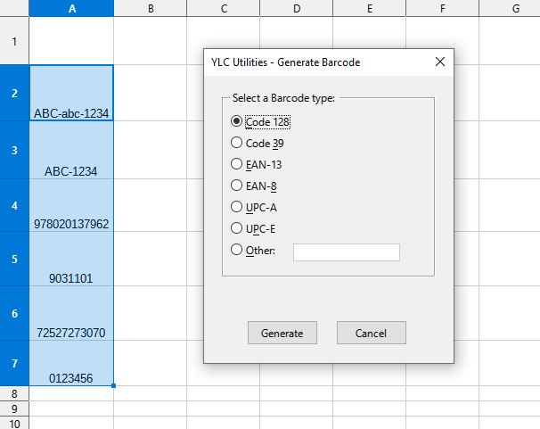 Comment > Generate Barcode