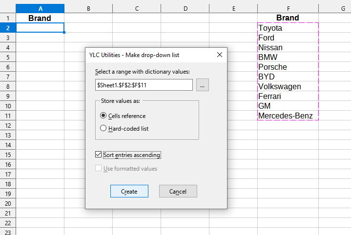Range > Make drop-down list