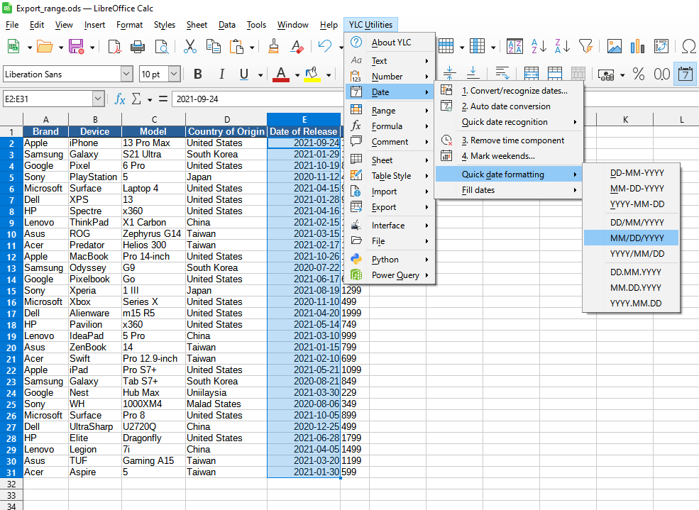 Date > Quick date formatting