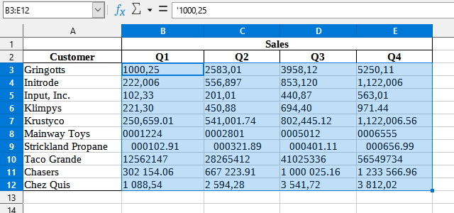Number > Convert unrecognized numbers (text?) to numbers