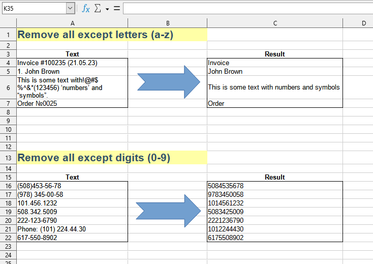 Text > Remove other characters