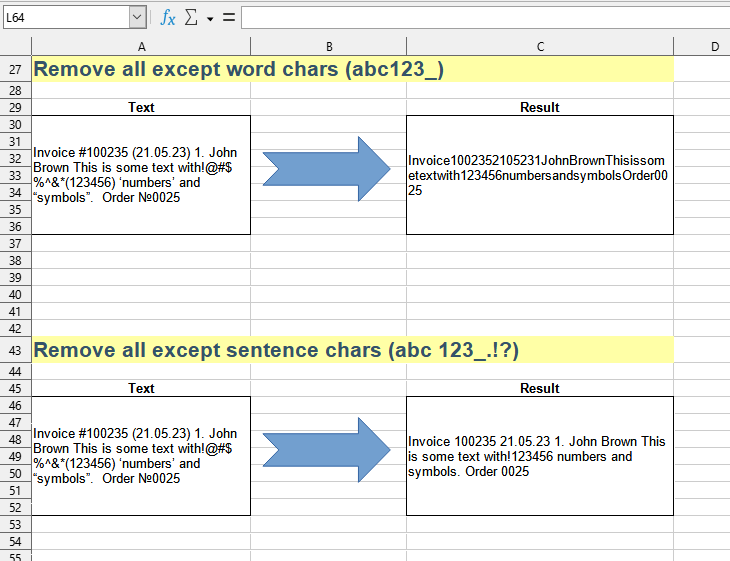 Text > Remove other characters
