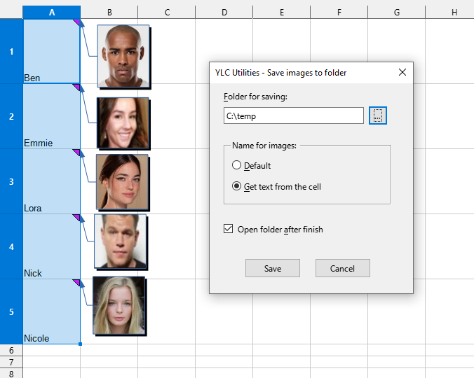 Comment > Save image to folder