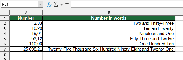 Number > Spell/write out numbers or amounts