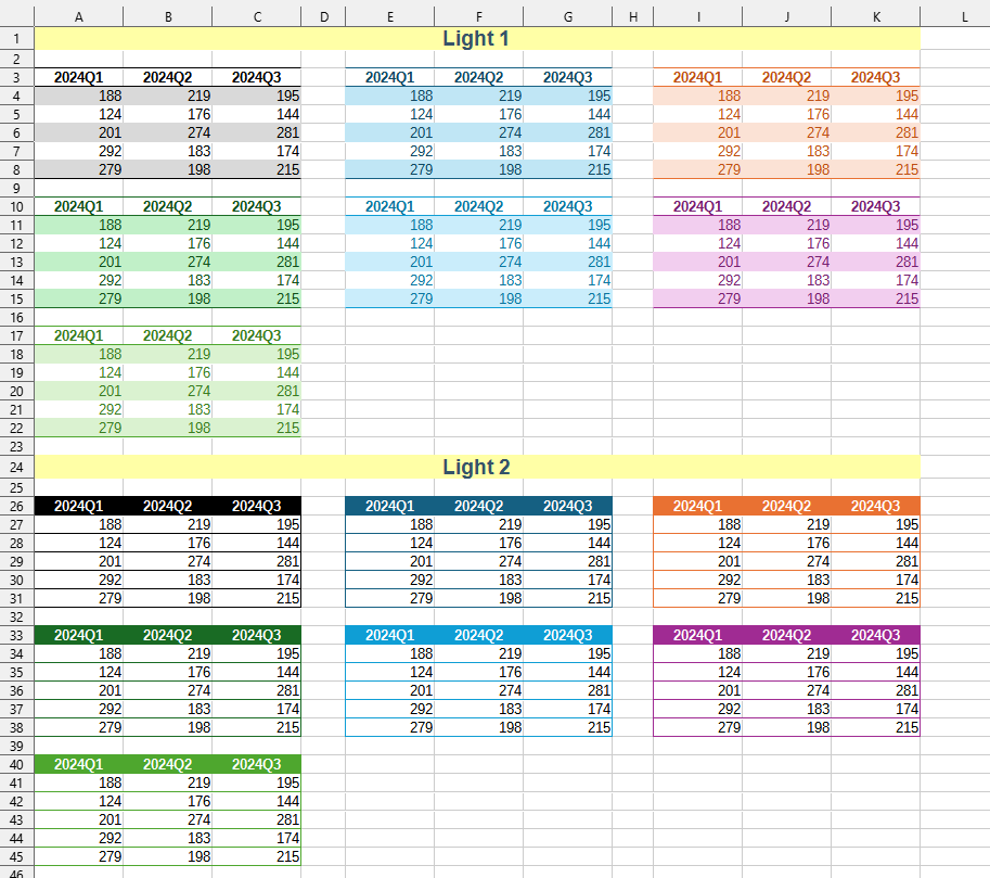 YLC Utilities > Table Styles > Excel