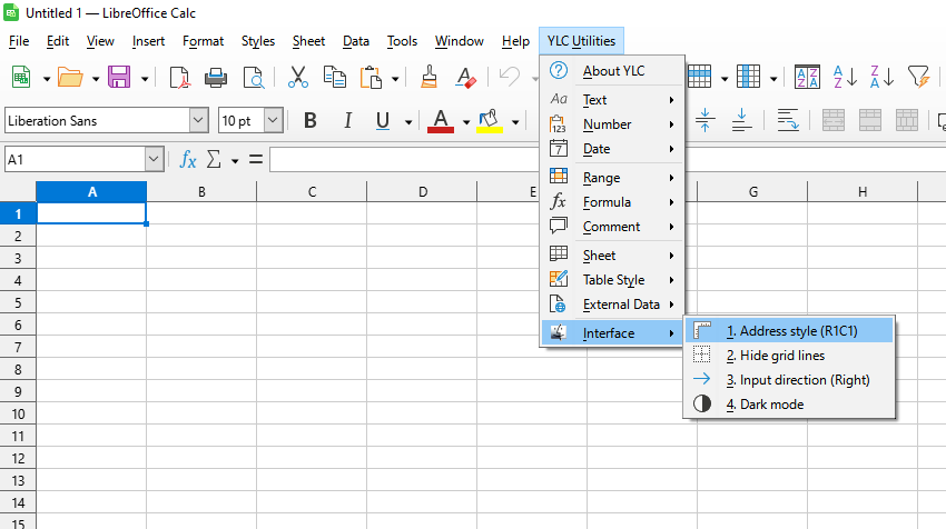 YLC Utilities > Інтерфейс > Стиль адреси (R1C1)