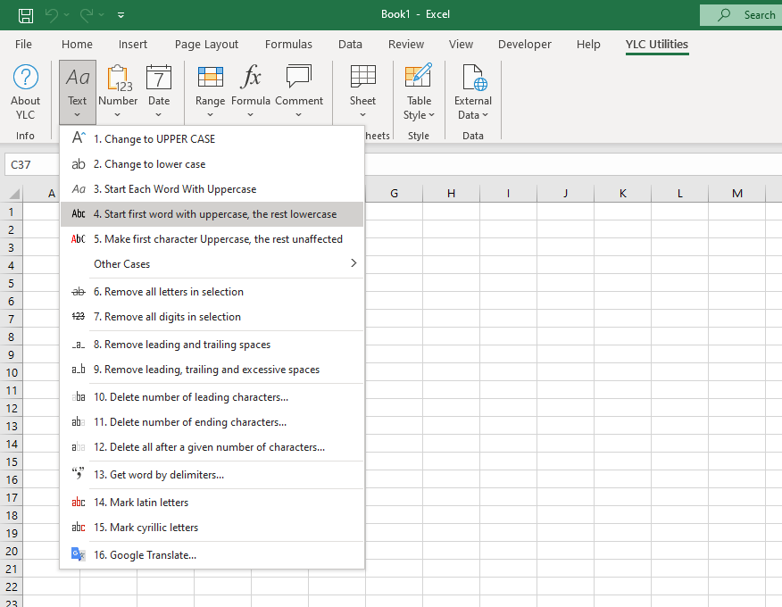 YLC Utilities > Текст › Почати перше слово з верхнього регістру, а решту зробити малими