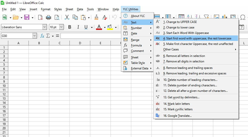 YLC Utilities > Текст › Почати перше слово з верхнього регістру, а решту зробити малими