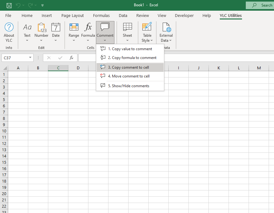 Коментар › Копіювати коментар в комірку