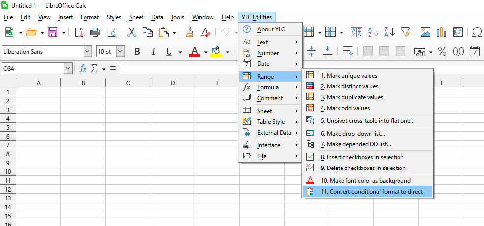 Діапазон › Перетворити умовне форматування у звичайне