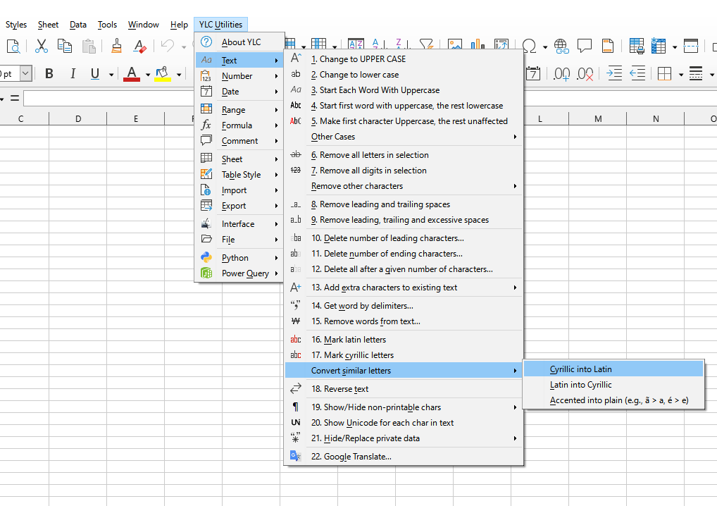 YLC Utilities > Текст › Конвертувати подібні літери