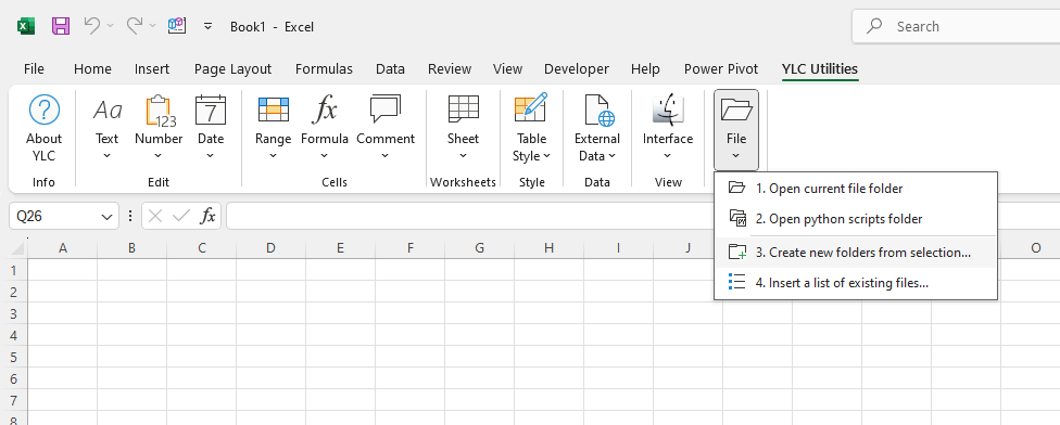 YLC Utilities > Файл > Створити нові папки з вибраного