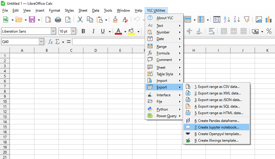 YLC Utilities > Експорт › Створити Jupyter notebook