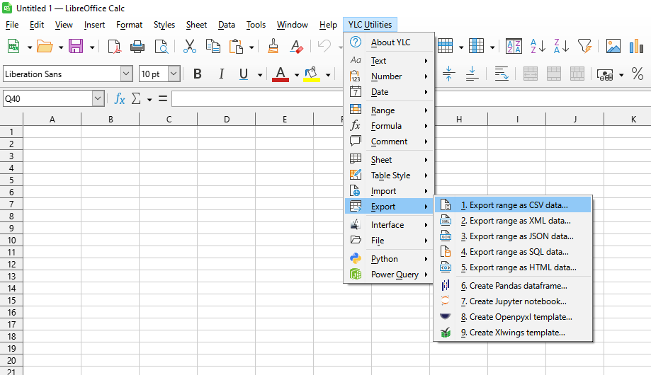 YLC Utilities > Дані › Експортувати діапазон як дані CSV