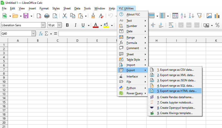 YLC Utilities > Дані › Експортувати діапазон як дані HTML