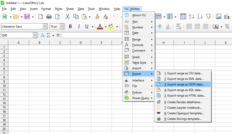 YLC Utilities > Дані › Експортувати діапазон як дані JSON