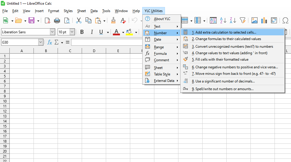 Число › Застосувати додаткові обчислення до виділених комірок