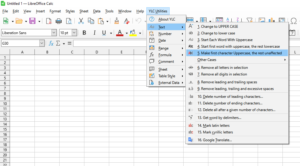 YLC Utilities > Текст › Зробити перший символ великим, а решту без змін
