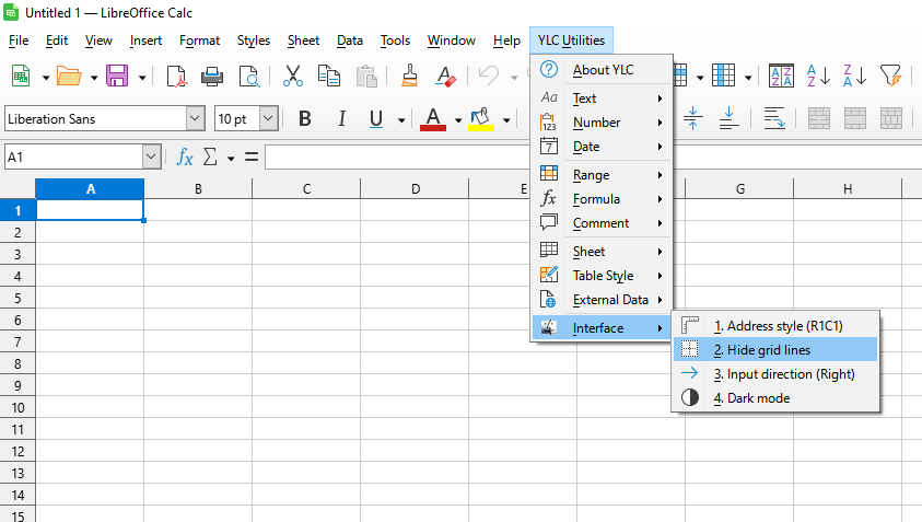 YLC Utilities > Інтерфейс > Приховати сітку
