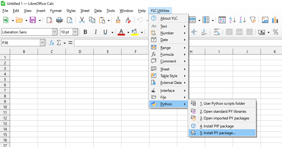 YLC Utilities > Python > Встановити Python пакет