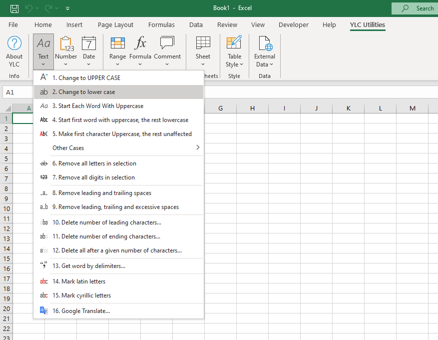 YLC Utilities > Текст › Змінити на нижній регістр