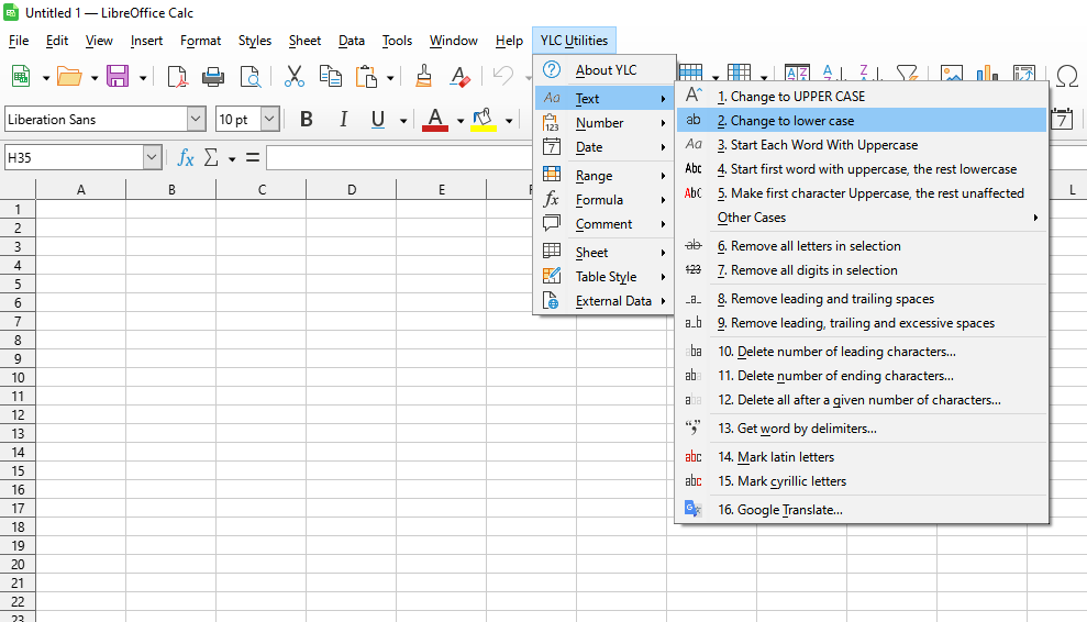 YLC Utilities > Текст › Змінити на нижній регістр