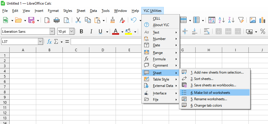 Зробити список робочих аркушів