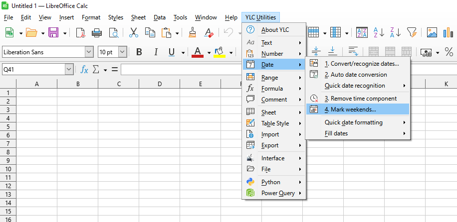 YLC Utilities > Дата › Позначити вихідні