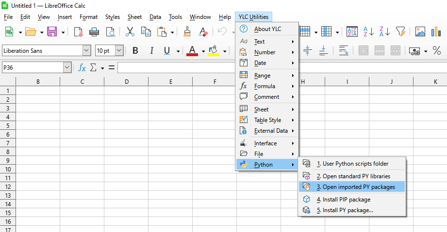 YLC Utilities > Python > Відкрити папку з імпортованими пакетами