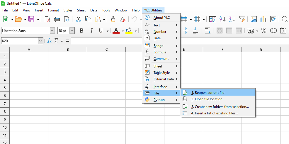 YLC Utilities > Файл > Повторно відкрити поточний файл