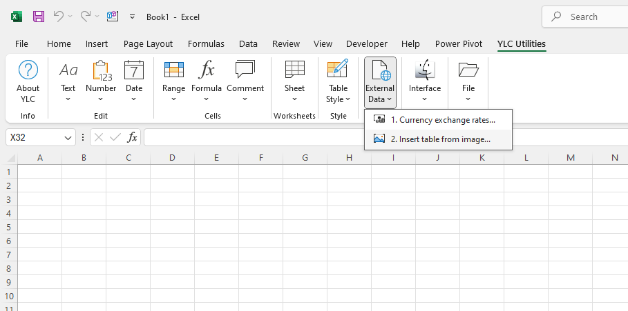 YLC Utilities > Зовнішні дані › Вставити таблицю зі зображення