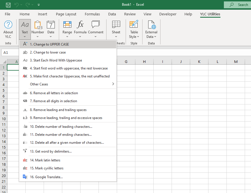 YLC Utilities > Текст › Змінити на ВЕРХНІЙ регістр