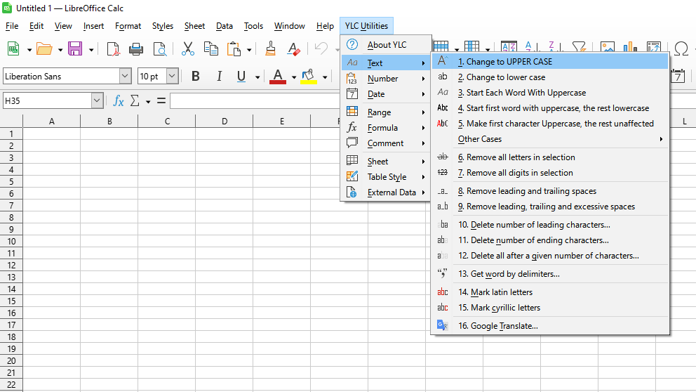 YLC Utilities > Текст › Змінити на ВЕРХНІЙ регістр