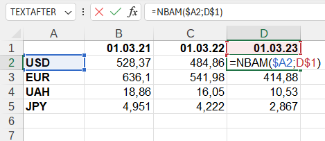 Приклад використання функції NBAM()