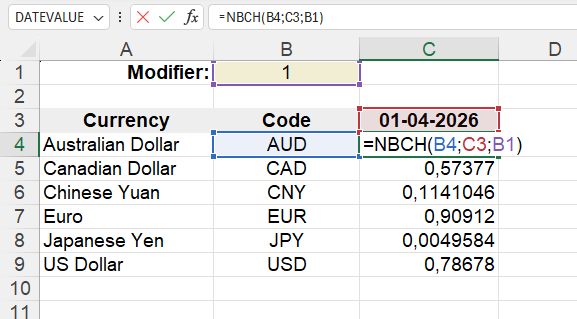 Example of using the NBCH() function