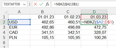 Приклад використання функції NBKZ()