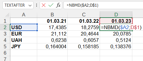 Приклад використання функції NBMD()