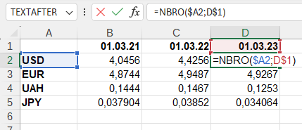 Приклад використання функції NBRO()