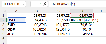 Приклад використання функції NBRU()