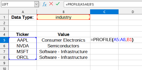 Ejemplo de uso de la función PROFILE()