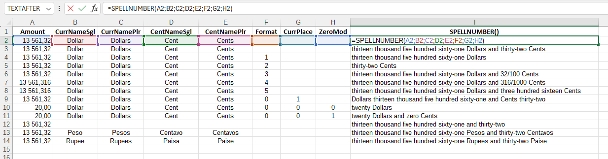 Приклад використання функції SPELLNUMBER()